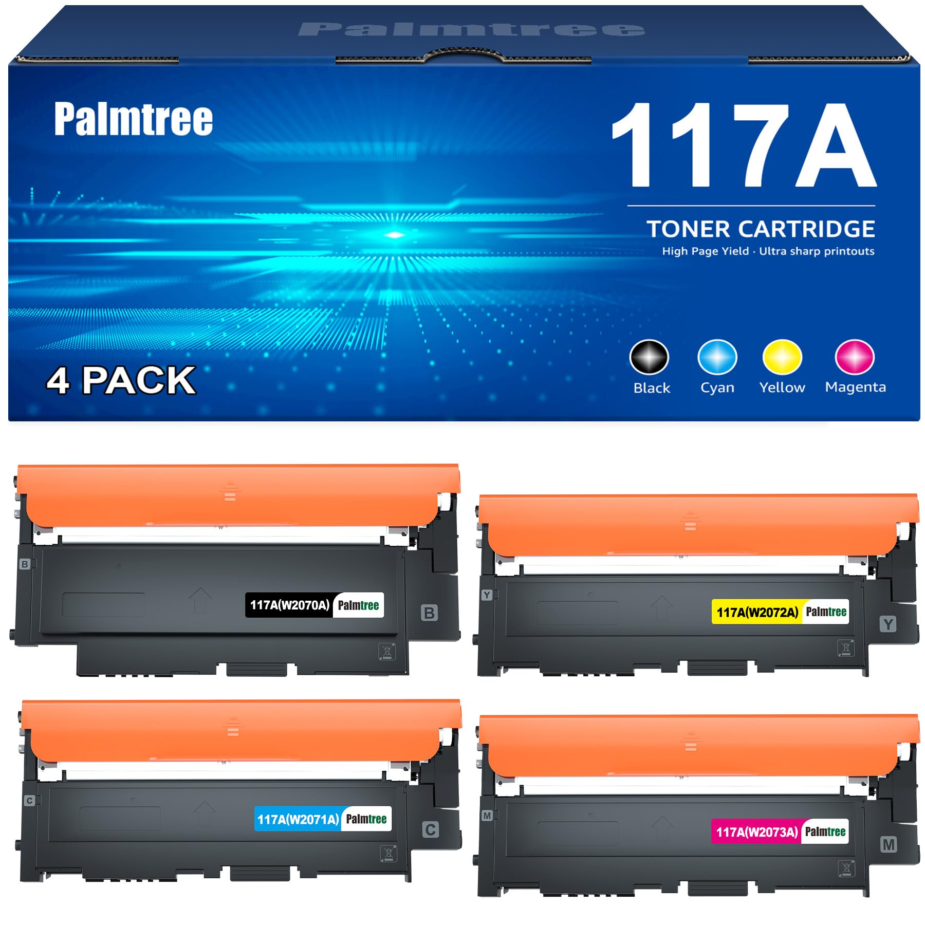 Palmtree 117A Toner Set 4er-Pack kompatibel für HP Color Laser Drucker in Schwarz, Cyan, Gelb, Magenta