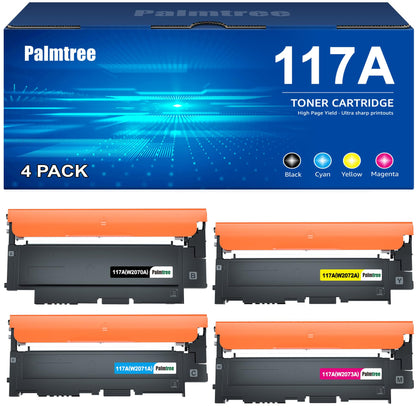 Palmtree 117A Toner Set 4er-Pack kompatibel für HP Color Laser Drucker in Schwarz, Cyan, Gelb, Magenta
