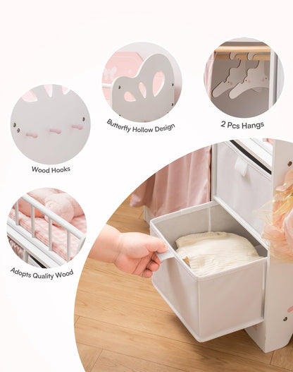 ROBOTIME Holz Puppenbett für 22-Zoll Puppen - Rosa