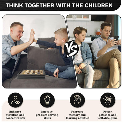 Peradix 2in1 Schach & Dame Holzspiel – magnetisch, 32cm