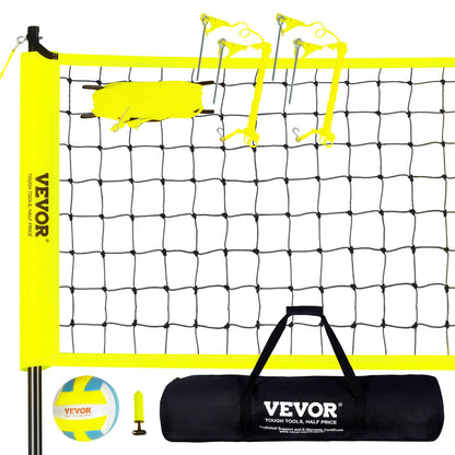 VEVOR Volleyballnetz Set, höhenverstellbar, mit Ball & Tragetasche – PE-Netz mit Stahlstangen