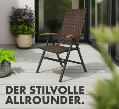 BRUBAKER Modena Gartenstuhl – Hochlehner Klappbar 2er Set Braun Grau