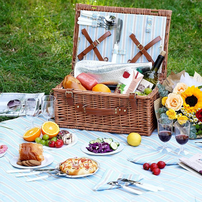 HappyPicnic Weiden-Picknickkorb Set mit Kühltasche & Besteck