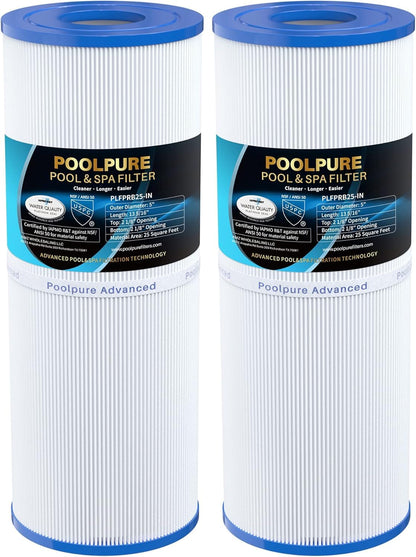 POOLPURE Spa-Filter 2 Stück Ersatz für Unicel C-4326 Pleatco PRB25-IN, zwei zylindrische Filterpatronen