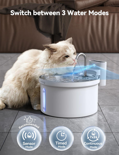 FEELNEEDY Katzenbrunnen 3,5 L Edelstahl, kabellos mit Sensor und Akku