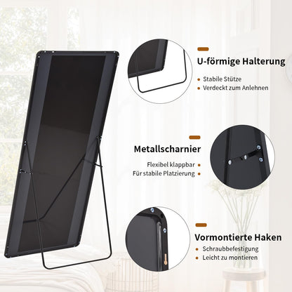 Koonmi Standspiegel Ganzkörper abgerundet 76x171cm - Schwarz