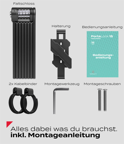 Impact PortaLock 15 Faltschloss Fahrrad Zahlenschloss 110cm