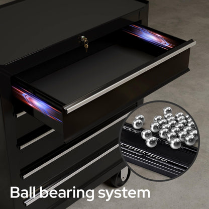 Arebos Werkstattwagen 5 Fächer Schwarz – Zentral abschliessbar