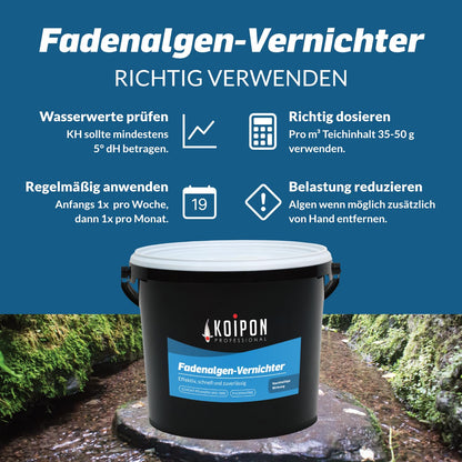 KOIPON Fadenalgen-Vernichter Teich-Algenmittel - 2.5 kg