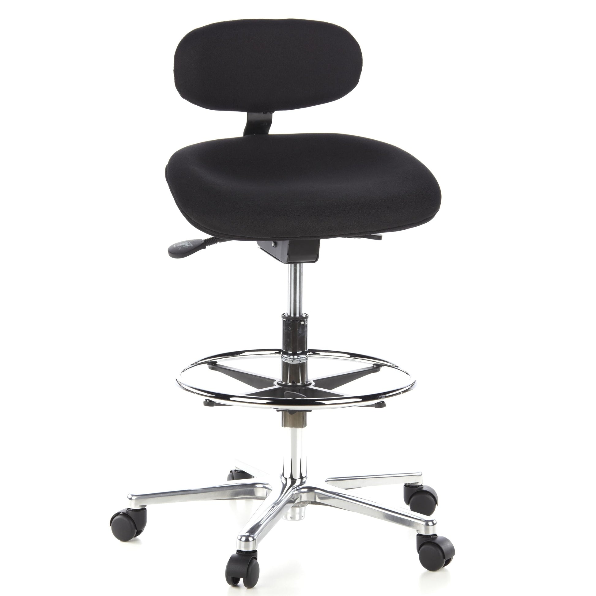 hjh OFFICE 608300 Work MF Arbeitsstuhl Stehhilfe Schwarz. Stützt bei stehenden Arbeiten oder erlaubt aktives Sitzen am Schreibtisch.