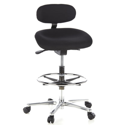 hjh OFFICE 608300 Work MF Arbeitsstuhl Stehhilfe Schwarz. Stützt bei stehenden Arbeiten oder erlaubt aktives Sitzen am Schreibtisch.