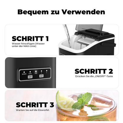 Acmeenjoy Eiswürfelmaschine HZB-12/K, 12 kg/24 h, Selbstreinigung