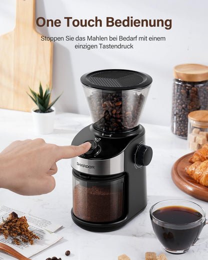 SHARDOR Kaffeemühle CG836, elektrisch mit Scheibenmahlwerk, 200 W
