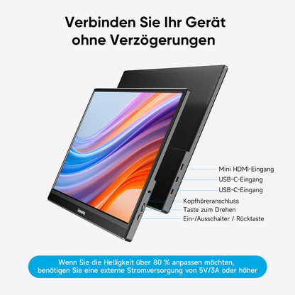 Dopesplay 2025 Tragbarer Monitor 15,6 Zoll FHD IPS