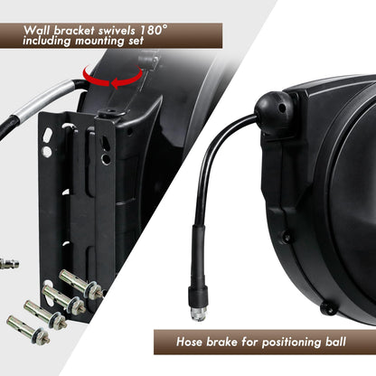 CCLIFE Automatik Druckluft-Schlauchtrommel mit Pistole – 20m+1m