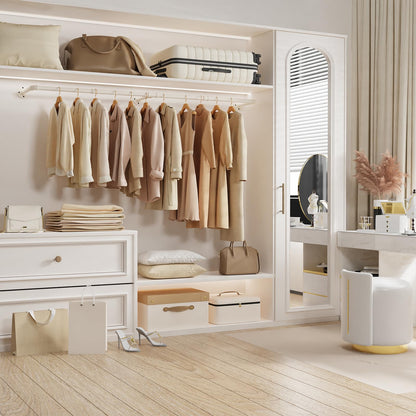 Yawinhe Industrierohr Kleiderstange zur Wandmontage, 178 cm, Creme