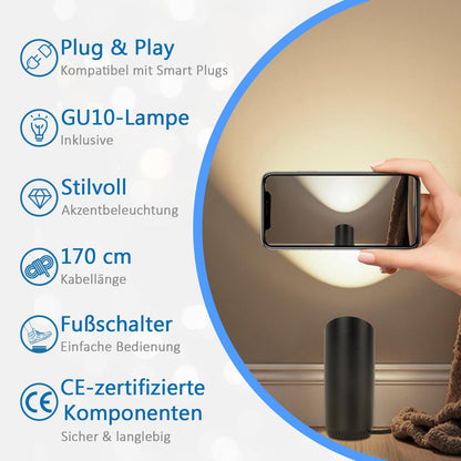HUAEU LED Bodenstrahler Uplight 6W GU10 warmweiss, Schwarz, 2er-Pack