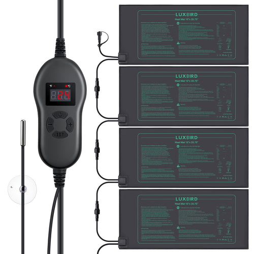 Luxbird Heizmatten Set Anzucht – 4 Matten mit Thermostat 30W
