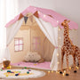 besrey 2-in-1 Kinderzelt Spielhaus - Pink mit Matte & Lichtern