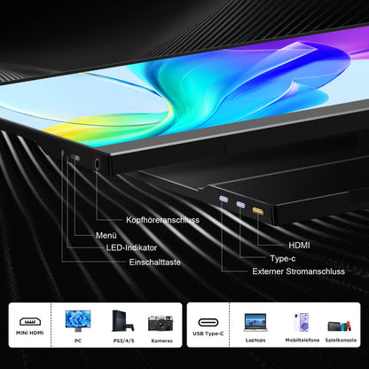MobilView 15,6'' FHD Tragbarer IPS Monitor - mit Schutzhülle