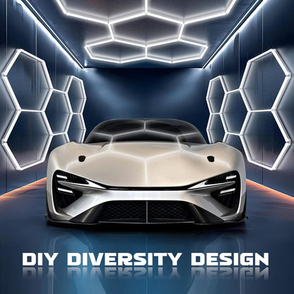 Hexagon LED Deckenleuchte für Garage Werkstatt - 5 Hexs, 6500K