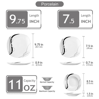 VEWEET FIONA Porzellan Geschirrset 18-teilig für 6 Personen