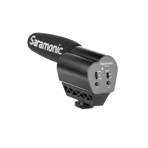 Saramonic SR-VMIC Mikro Recorder für DSLR – Schwarz, kompakt. Er zeichnet Audio für DSLR-Kameras auf.