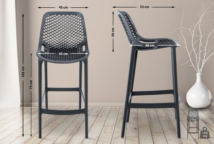 CLP Barhocker Air Kunststoff Pflegeleicht - Dunkelgrau, 75cm