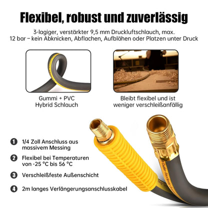 GLAHODEN Druckluftschlauchtrommel 20m+2m mit 9.5mm Schlauch