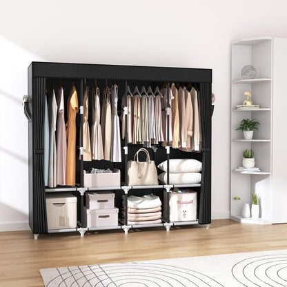 Vicye Faltschrank Stoffschrank mit Abdeckung, 170x45x167 cm, schwarz