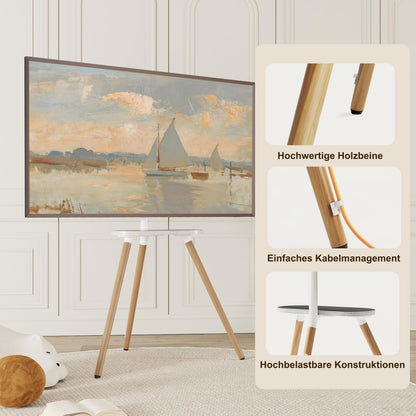 ECOTINY TV Staffelei Holz – 43-65 Zoll, Schwarze Walnuss