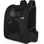 Pecute Haustierrucksack mit Netzfenster, faltbar, wasserdicht, XL – schwarz, Oxford-Gewebe, für Katzen und Hunde