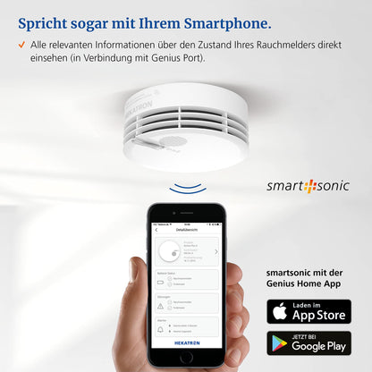 Hekatron Genius Plus Rauchmelder - 6er Pack inkl. Klebepad