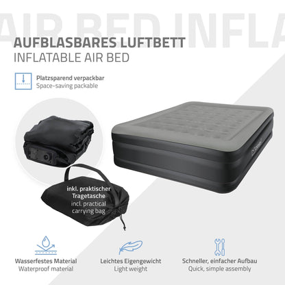 ML-Design Luftbett 2 Pers. Grau – Elektrisch Selbstaufblasend