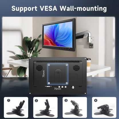 podofo Mini Monitor tragbar 10,1 Zoll HDMI VGA AV USB BNC Eingang