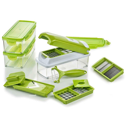 Genius Nicer Dicer Smart Gemüseschneider 14-teilig Kiwi mit Auffangbehältern und Edelstahlklingen