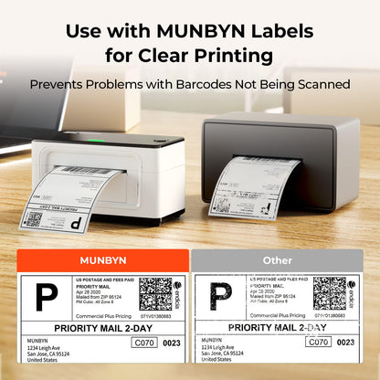 MUNBYN 941B Bluetooth Thermodrucker 4x6 Versand – Weiss