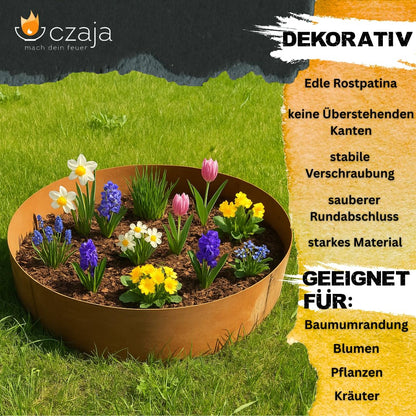 Czaja Pflanzringe Set – Hochbeetring rund Edelrost Ø 40x29cm