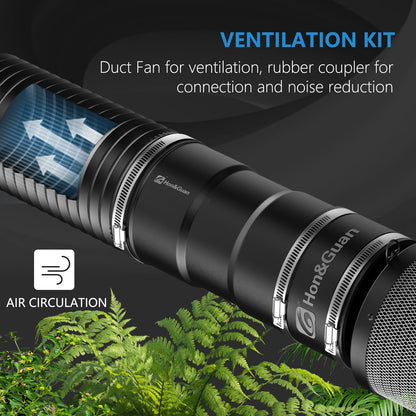Hon&Guan 100mm Lüftungsset Inline Rohrventilator Komplettset