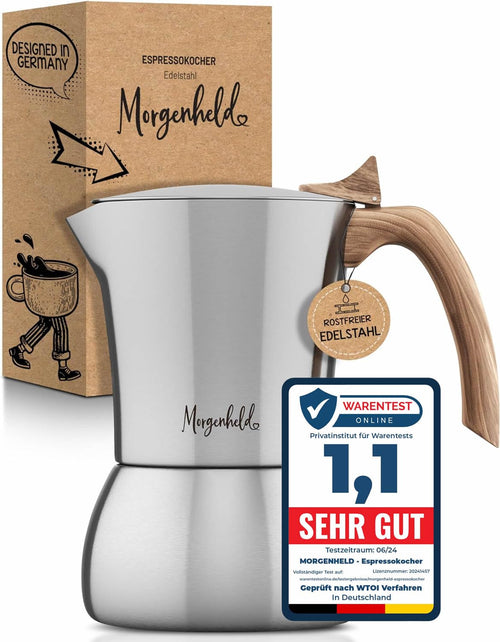 Morgenheld FLOW Espressokocher Edelstahl 6 Tassen induktionsgeeignet, für alle Herdarten und Camping