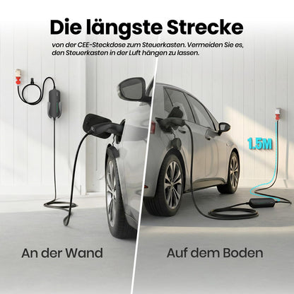 Morec Mobile Wallbox 11 kW Typ 2 Ladekabel mit CEE-Stecker, 6 m