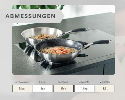 DIVORY PURA Wokpfanne unbeschichtet Induktion – 28 cm