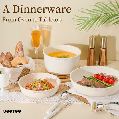 JEETEE Topf- & Pfannenset abnehmbar 17-tlg. Induktion Beige