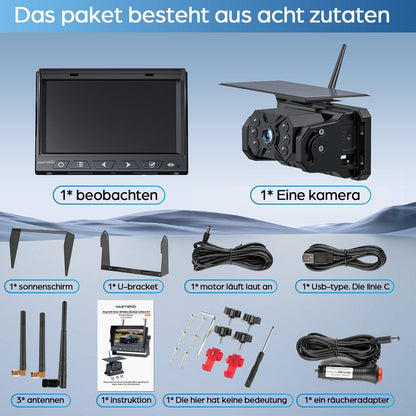 VASTEND Solar Rückfahrkamera kabellos VS-7A mit 7 Zoll Monitor