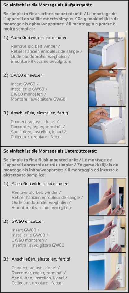 Superrollo GW60 elektrischer Gurtwickler mit Sonnensensor
