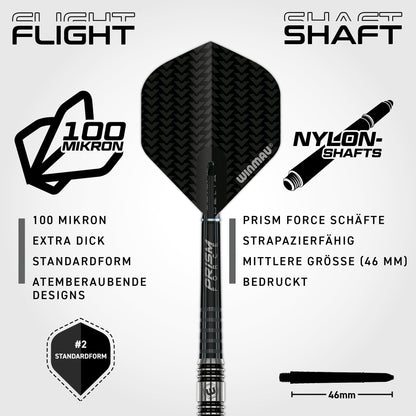 WINMAU Blackout Steeldartpfeile 23g Parallel, 90 % Tungsten