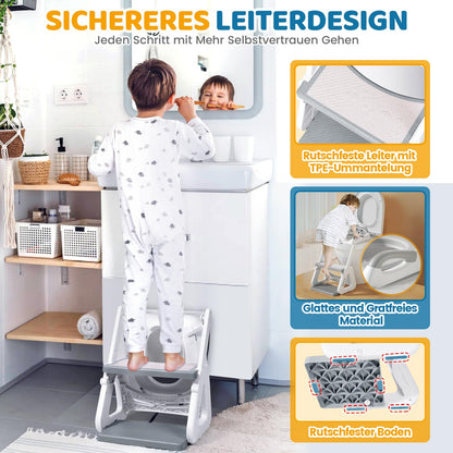 Orzbow Toilettensitz Kinder mit Treppe, faltbar, höhenverstellbar