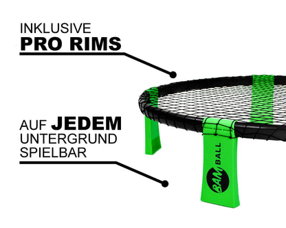 bamball® Roundnet-Set – 3 Bälle, Pumpe & verstärkte Rahmenteile
