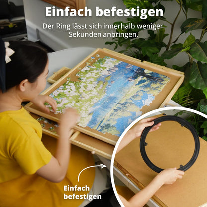 FLINQ Puzzleboard drehbar mit 6 Schubladen, Puzzletisch für 1000 Teile