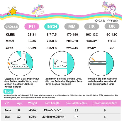 SULIFEEL Rainbow Unicorn Rollschuhe für Kinder, verstellbar, schwarz